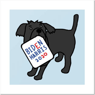 Cute Dog with Biden Harris Sign Posters and Art